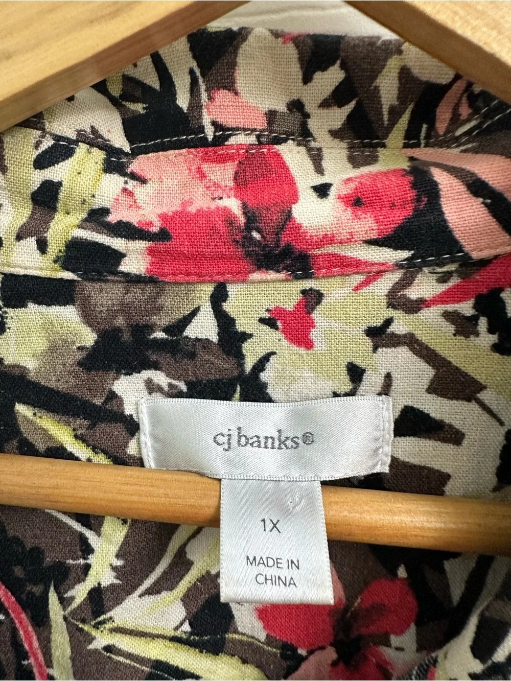 C.J. Banks Women’s Multi-Colored Floral Linen Blend Jacket - Size 1X